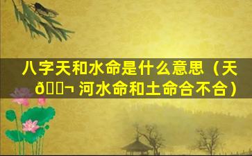 八字天和水命是什么意思（天 🐬 河水命和土命合不合）